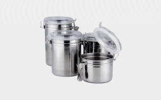 Round S/Steel Canister Set with Clear Acrylic Lid & Lock