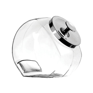 80 oz Glass Penny Candy Jar with Chrome Cover, Pack of 4