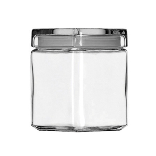 32 oz Square Stackable Glass Jar, Pack of 4