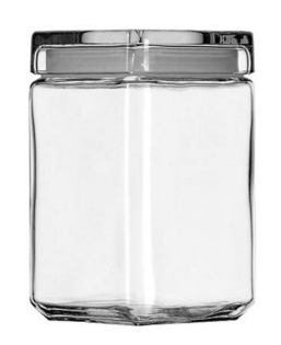 48 oz Square Stackable Glass Jar Pack of 4