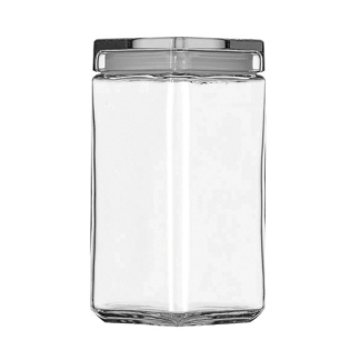 64 oz Square Stackable Glass Jar, Pack of 4