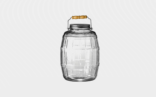 400 oz Glass Barrel Jar With Brushed Aluminium Lid