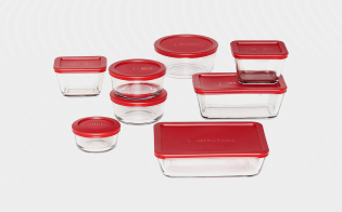 16 Piece Glass Food Storage Conrainers with Colour Lid