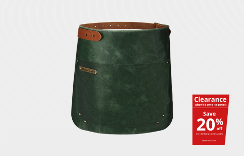 Classic Deluxe Real Leather Short Waist Apron - Green