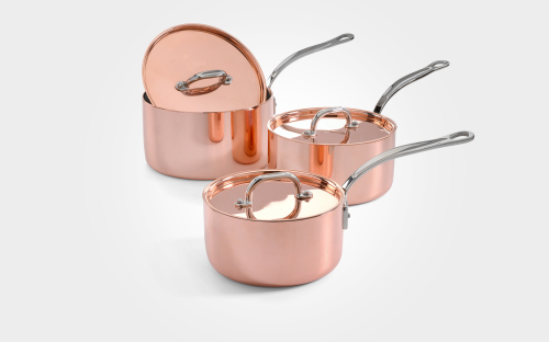 3 piece copper induction saucepan set