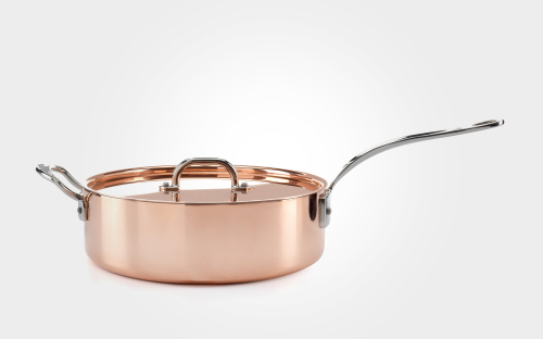 26cm copper induction sauté pan, with lid