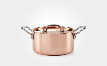 18cm Copper Induction Casserole Pan with Lid