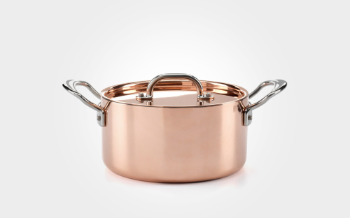 20cm copper induction casserole pan, with lid