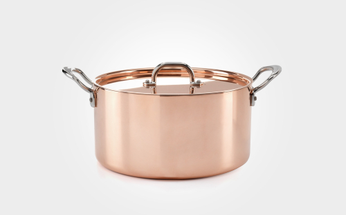 26cm copper induction casserole pan, with lid