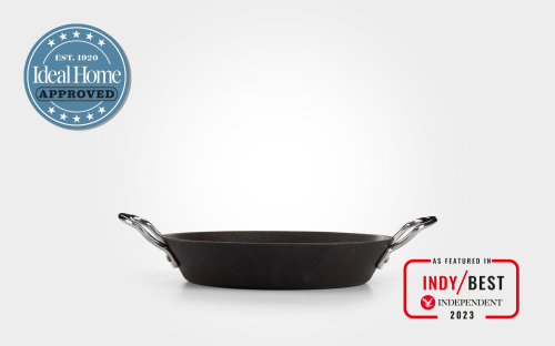 24cm Britannia recycled cast iron frying pan, with side handles