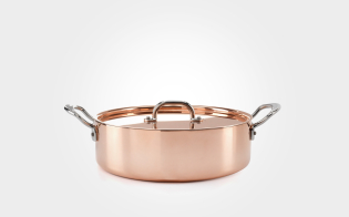 26cm Copper Clad Sauté Pan & Lid with Side Handles