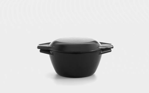 16.5cm Black Round Cast Iron Enamel Casserole Dish with Lid
