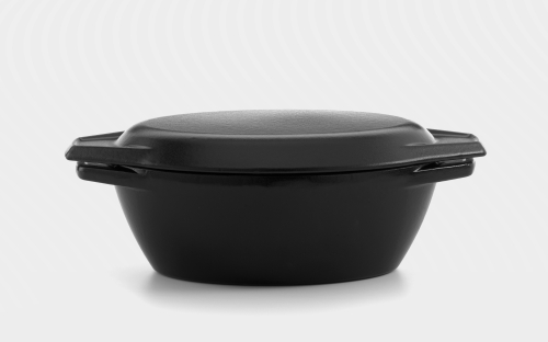 27.5cm Black Oval Cast Iron Enamel Casserole Dish With Lid