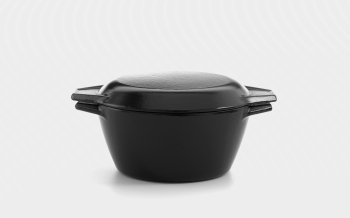 20.5cm Black Round Cast Iron Enamel Casserole Dish with Lid