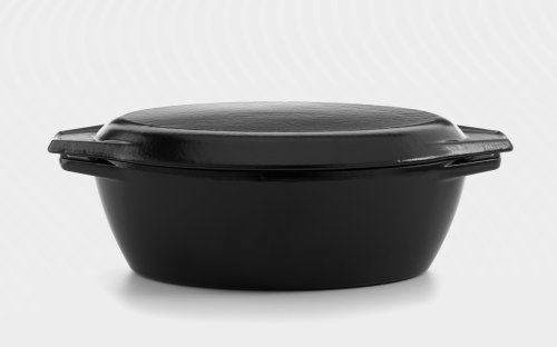 32.5cm Black Oval Cast Iron Enamel Casserole Dish With Lid