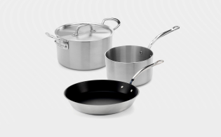 3-Piece Classic & Non-Stick Stainless Steel Tri-Ply Set