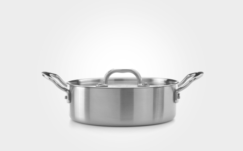 26cm stainless steel tri-ply sauté pan, with lid & side handles