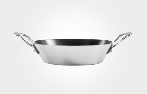 26cm Brushed Stainless Steel Triply Paella Pan Non Stick