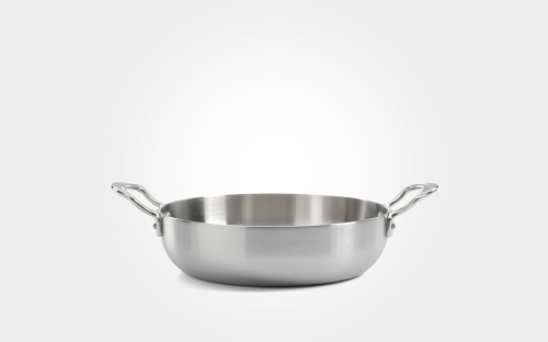 20cm stainless steel tri-ply chef pan, with side handles