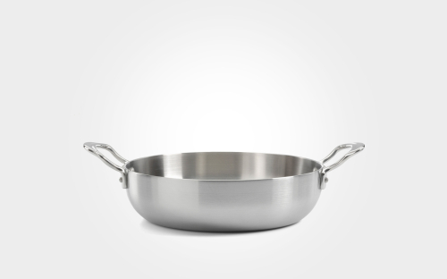 24cm stainless steel tri-ply chef pan, with side handles