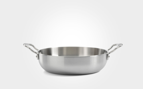 28cm stainless steel 3-ply chef pan, with side handles